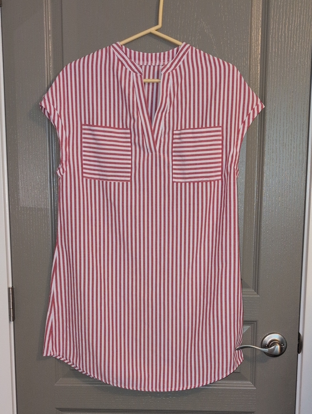Red and White Striped Women's Dress
